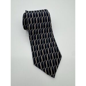 Umberto Bossi Silk Tie Blue Geometric Italy Roma Milano Classic‎ Necktie